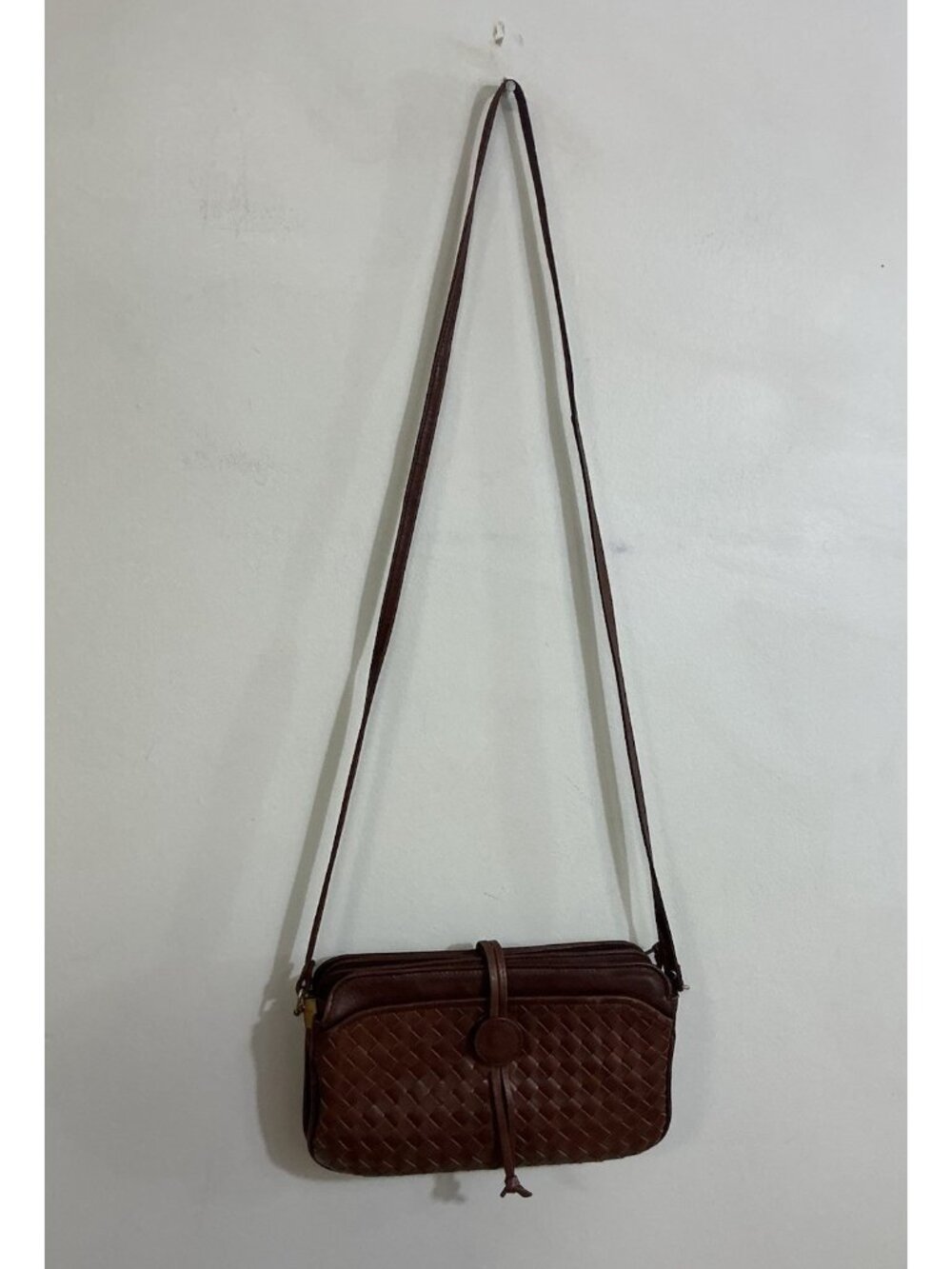 Tano New York Leather Handbag Vintage Woven Braided Shoulder Bag Brown Purse - Picture 8 of 10